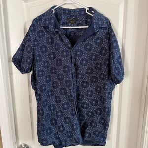 Marc Anthony Linen Blend Slim Fit Blue White Button Up XXL. MH-201